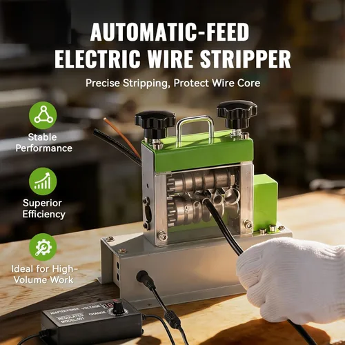 Vista 4 de Electric & Manual Wire Stripping Machine, 0.06"-0.67" Cable Stripper with 6 Channels 5 Blades, 35W All-Copper Motor Drill Powered Hand Crank Tool