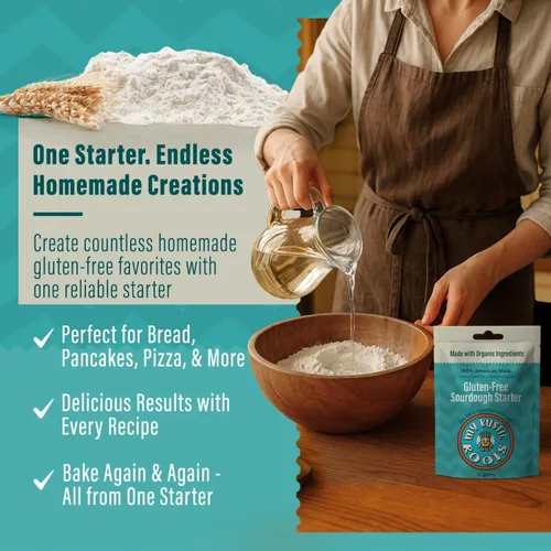 Vista 5 de MY RUSTIC ROOTS Cultivo básico de masa madre sin gluten, iniciador de pan de masa madre natural y orgánico, apto para principiantes, perfecto