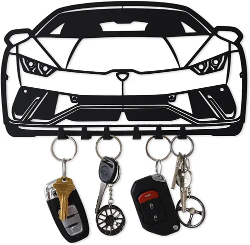 Vista 20 de MOOH Llavero de metal automotriz con 6 ganchos, regalo único para amantes de los automóviles montado en la pared para hombres y mujeres, decoración