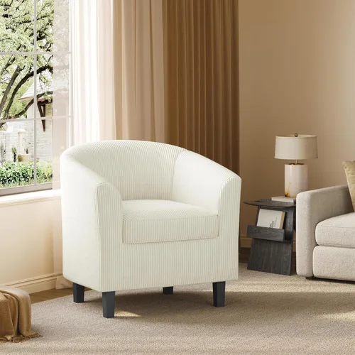Vista 2 de Yaheetech Silla de Terciopelo Barril, Silla Decorativa Tapizada de Club, Silla Redonda con Cojín Suave para Sala de Estar, Dormitorio, Sala