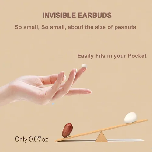 Vista 2 de Xmenha Auriculares Bluetooth Mini Pequeños Invisibles más Pequeños Inalámbricos Bluetooth Ocultos para Trabajo Micro Diminutos Auriculares Discretos