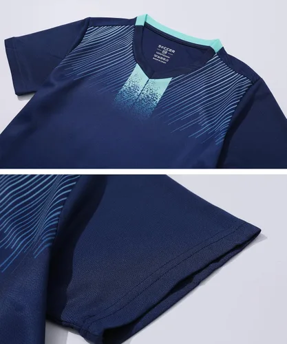 Vista 5 de Paquete de 2 camisetas de fútbol y pantalones cortos para niño, de secado rápido, uniforme de entrenamiento de equipo deportivo