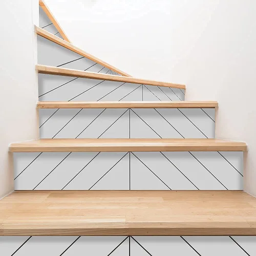 Vista 8 de funlife 15 calcomanías de vinilo para escaleras de estilo escandinavo, 39.37 x 7.09 pulgadas, espiga blanca