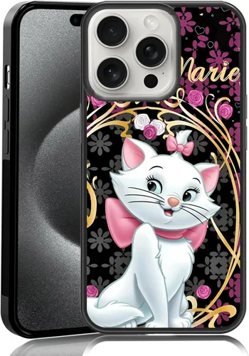 Vista 121 de Elegante funda de teléfono con diseño de gato Marie compatible con iPhone 11, funda de encaje dorado para iPhone, a prueba de golpes, rosa fucsia