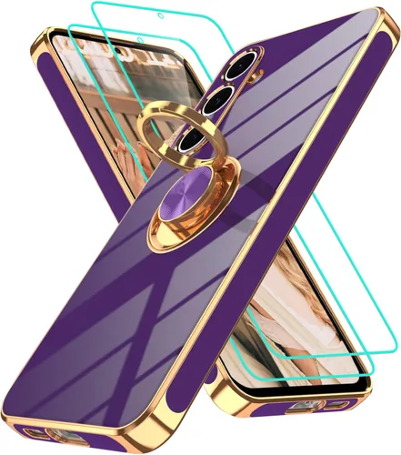Vista 19 de Funda para Motorola Moto G 5G 2024: Funda Moto G Play 5G 2024 con 2 piezas de protectores de pantalla, soporte de anillo de rotación de 360°