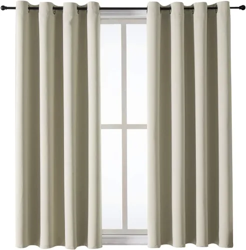 Vista 278 de ChrisDowa - Cortinas cortas para ventana de 40 pulgadas para dormitorio - Cortinas cortas con ojales y aislamiento térmico para oscurecer