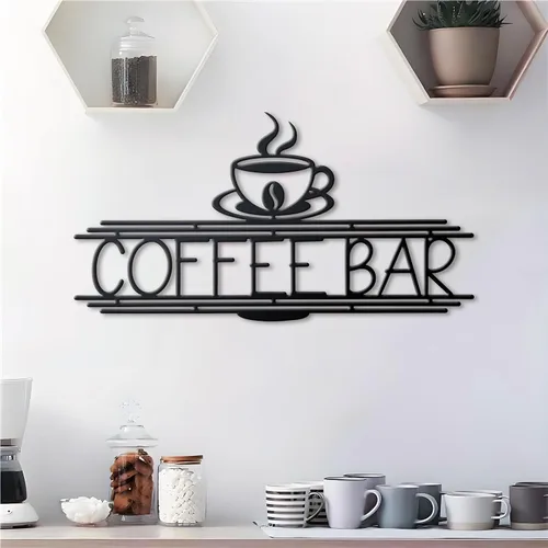 Vista 7 de Letrero de metal para barra de café, 14.96 x 8 pulgadas, letrero de café para pared, letrero de barra de café para estación de café, cocina
