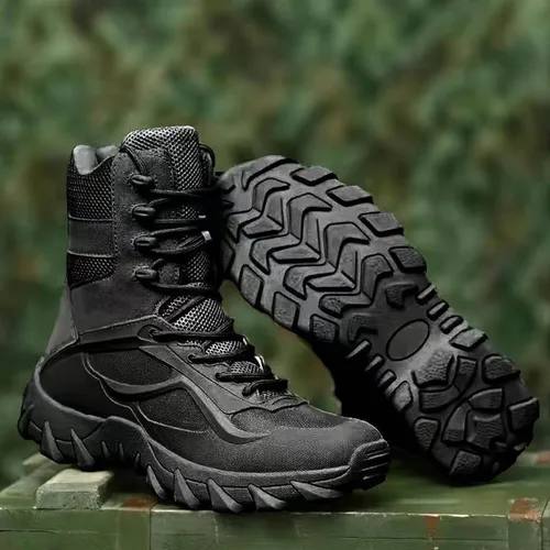 Vista 7 de Botas de nieve tácticas para hombre, botas tácticas altas con Negro