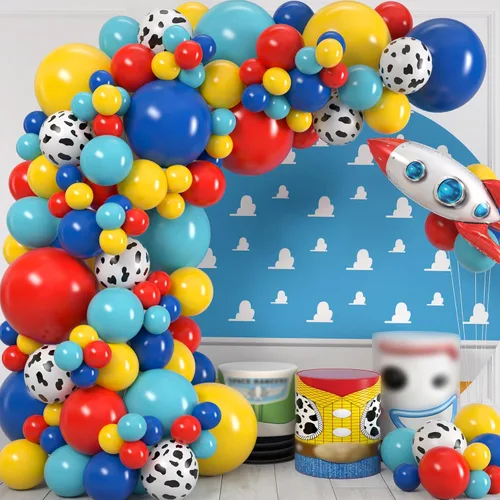 Vista 4 de Kit de guirnalda y arco de globos de Toy Story TODO EN 1 para decoraciones de fiesta de cumpleaños de Toy Story y baby shower - Globos de látex