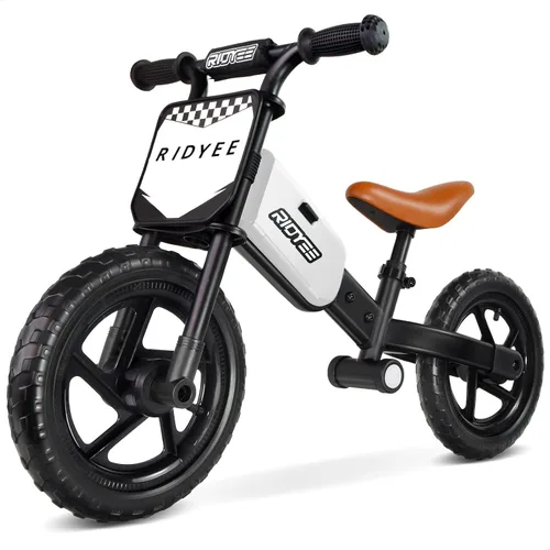 Vista 8 de RIDYEE Bicicleta de equilibrio para niños de 2 a 5 años con ajuste sin herramientas, dirección limitada, reposapiés, placa de nombre personalizada