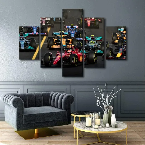 Vista 20 de TUMOVO Lienzo decorativo de pared para sala de estar, carreras, decoración moderna del hogar, carreras de automóviles, carteles impresos en alta