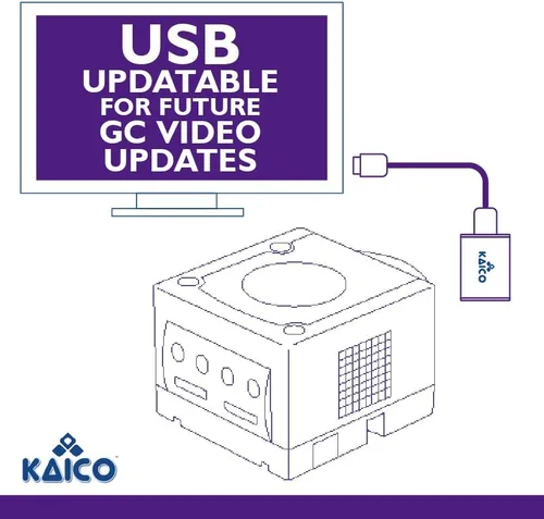 Vista 4 de Gamecube - Cable adaptador HDMI para Nintendo Gamecube que ejecuta el software GCVideo. Soporta duplicación de líneas 2X e incluye control remoto.