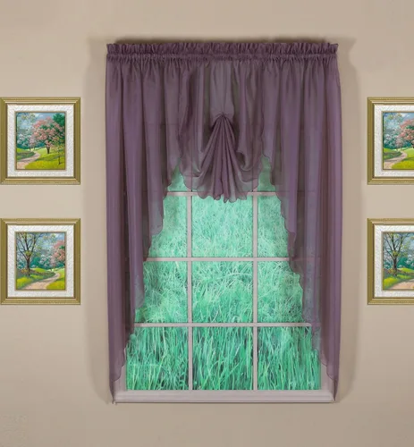 Vista 9 de Today's Curtain Emelia Inserto de Abanico de Gasa Original, Amatista, 30" An x 40" L