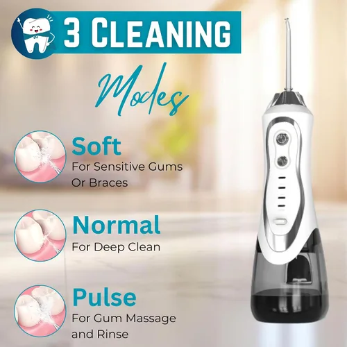Vista 3 de Btone Irrigador dental para dientes – Removedor de placa dura portátil con 3 modos y 4 puntas de chorro reemplazables, irrigador de agua eléctrico