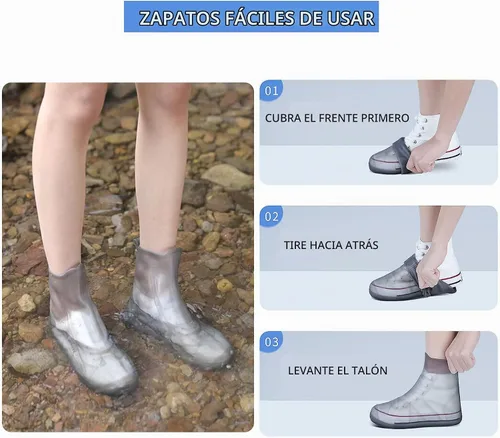 Vista 7 de SooGree - Fundas para zapatos impermeables, reutilizables, plegables, botas de lluvia, antideslizantes, con suela de goma, protectores