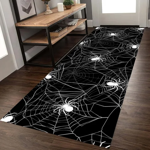 Vista 11 de Alfombra de pasillo de serpiente, 1.3 x 7 pies, diseño gótico, sol, estrellado, morado, floral, blanco y negro, alfombra bohemia, suave, resistente