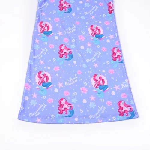 Vista 4 de QPANCY Paquete de 2 camisones para niñas, pijamas con mangas con vuelo, vestidos de noche de princesa, ropa de dormir de algodón