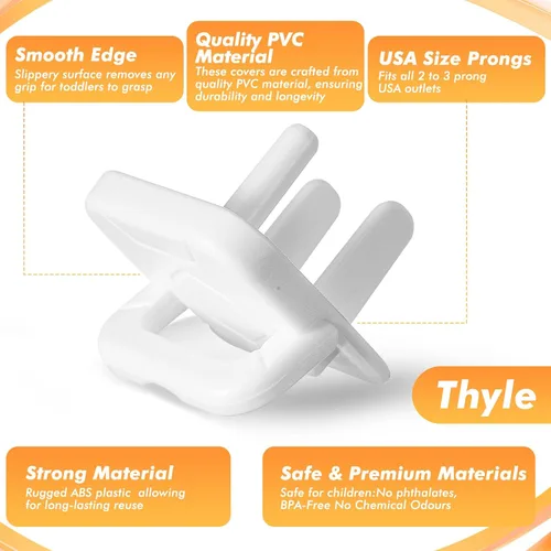 Vista 3 de Thyle Juego de 100 fundas protectoras para enchufes a granel a prueba de bebés para niños y bebés, enchufe de 3 clavijas, fácil de instalar