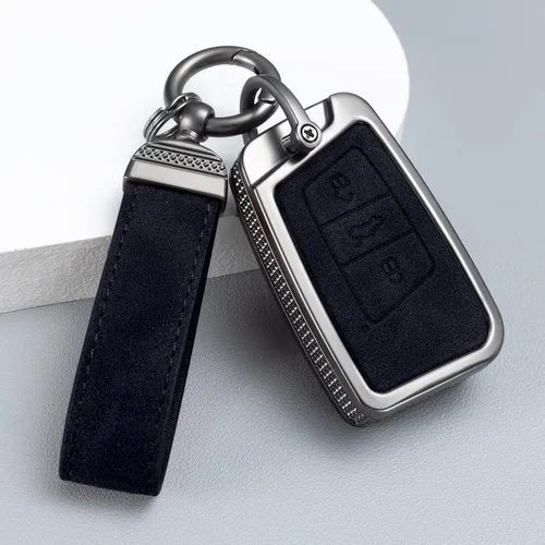 Vista 6 de YO&YOYE Compatible con funda para llavero VW Volkswagen con llavero protector de llave de cuero