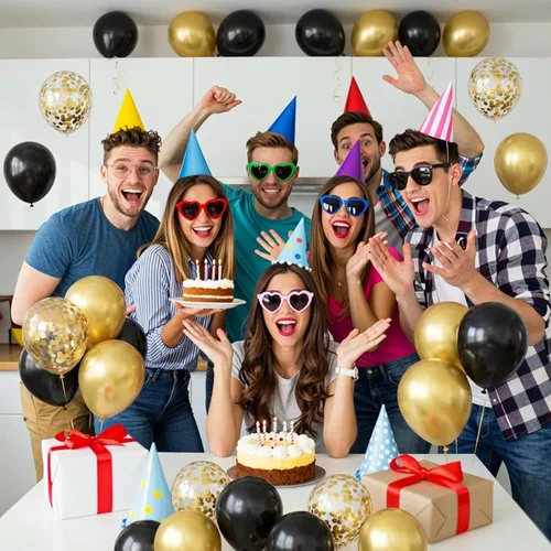Vista 4 de Hiquaty Globos negros y dorados, 60 globos negros, globos dorados de 12 pulgadas, globos de confeti negro y dorado con cinta dorada para decoración