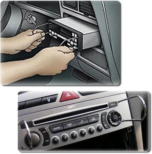 Vista 6 de Kit de herramientas de extracción de radio de coche automotriz, 2 piezas, en forma de U, para desmontaje de la mayoría de convertidores