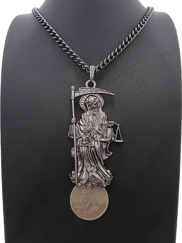 Vista 5 de Shiny Jewelers USA CAJA DE COLGANTE CUBANA CUBANA CUBANA PARA HOMBRE SANTA MUERTE NUESTRA SEÑORA DE LA SANTA MUERTE