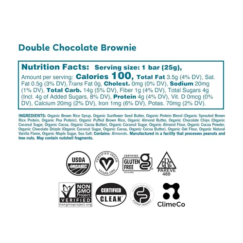 Vista 3 de GoMacro Kids MacroBar - Barras veganas orgánicas – Brownie de chocolate doble (barras de 0.90 onzas, 7 unidades)
