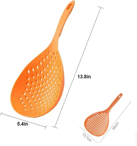 Vista 3 de Mcles Cuchara coladora de 2 piezas, cuchara coladora de colador, cuchara de pasta ranurada, cuchara de plástico con asa, pala de drenaje