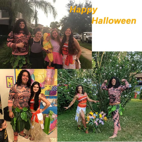 Vista 3 de Maui Tattoo Costume Adult Halloween Cosplay Jumpsuit Mens outfit Women dress up