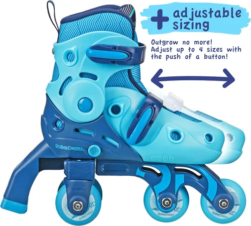 Vista 3 de Patines Roller Derby Switch para Principiantes, Patines Ajustables 2 en 1 Convertibles de Modo de Aprendizaje a Patines en Línea para Pequeños, Niños