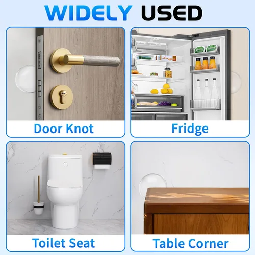 Vista 6 de 12 topes de puerta protectores de pared, protector de pared reutilizable para pomo de puerta, topes de puerta para pared con adhesivo