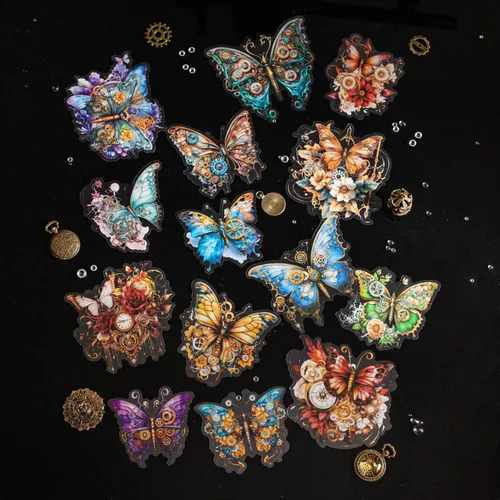 Vista 23 de 60 piezas de calcomanías holográficas de abejas de jardín para niñas estéticas – Calcomanías transparentes de abejas, florales, de panal