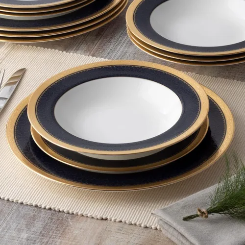 Vista 9 de Noritake Odessa Cobalt Gold - Juego de vajilla de 12 piezas, servicio para 4 personas