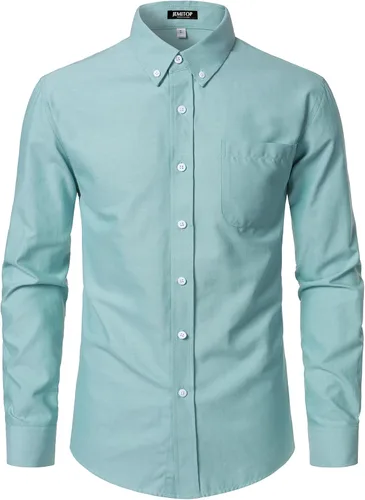 Vista 2 de JEMITOP Camisas de manga larga Oxford ligeras para hombre