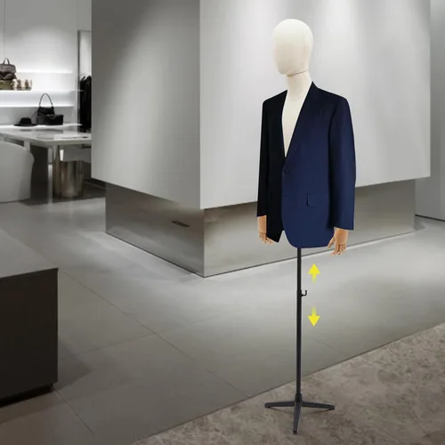 Vista 2 de Maniquí de medio cuerpo masculino con brazo, cuerpo de maniquí de forma de vestido, cuerpo de maniquí de 53 a 76 pulgadas, altura ajustable, maniquí