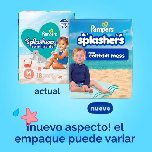 Vista 2 de Pampers Splashers - Pañales de natación, talla S, 20 unidades, pantalones de natación desechables para bebé sin huecos