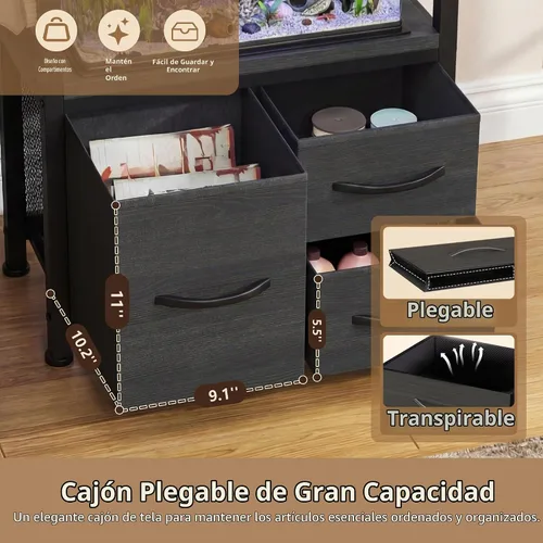 Vista 3 de Heybly Soporte para tanque de peces de 5-10 galones con cajón, toma de Negro