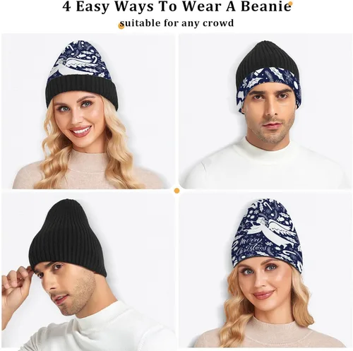 Vista 5 de SPRIPORT Gorro para mujeres y hombres, suave, holgado, cálido, para invierno, reversible, para otoño