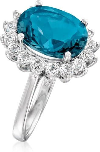 Vista 3 de Ross-Simons 5.40 Carat London Blue Topaz and 1.10 ct. t.w. White Topaz Ring in Sterling Silver