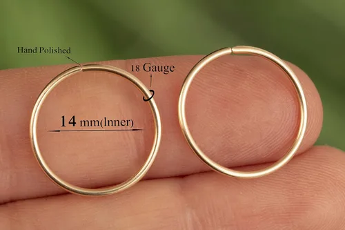 Vista 126 de Aretes de aro de oro de plata – Aretes de aro para mujer, dos piezas de aros de plata fina rellenos de oro, aro de hélice, anillo de tragus, aro