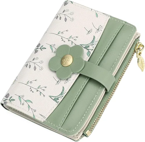 Vista 14 de GAEKEAO Billeteras pequeñas para mujer, con bloqueo RFID, plegable, de piel vegana, con bolsillo con cremallera, ventana de identificación