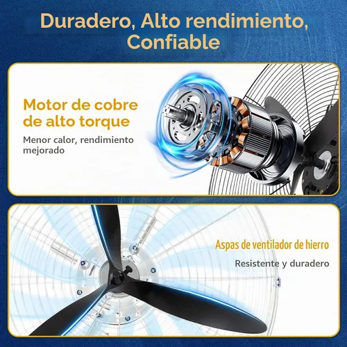 Vista 2 de 24 Inch Wall Mount Fan Oscillating, High Velocity Industrial Wall Fans