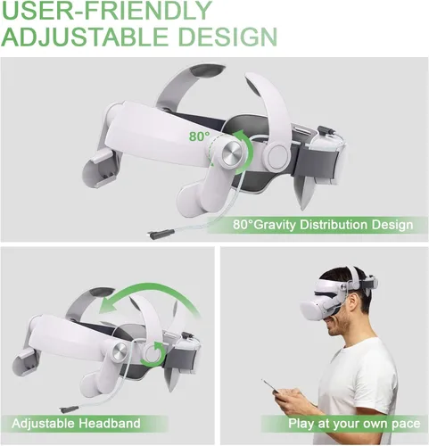 Vista 5 de Head Straps for Oculus Quest 2 with T2 Power Magnetic Connection Adjustable Elite Strap Replacement for VR Headset Enhanced Support and Reduce