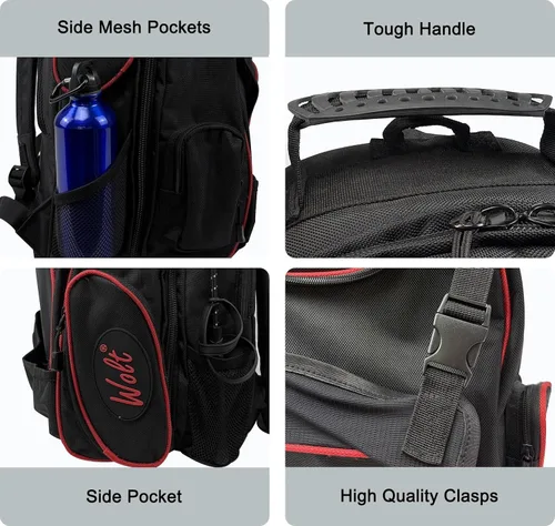 Vista 3 de WOLT Mochila ecuestre profesional para equitación, bolsa de equipo con soporte para casco y múltiples compartimentos
