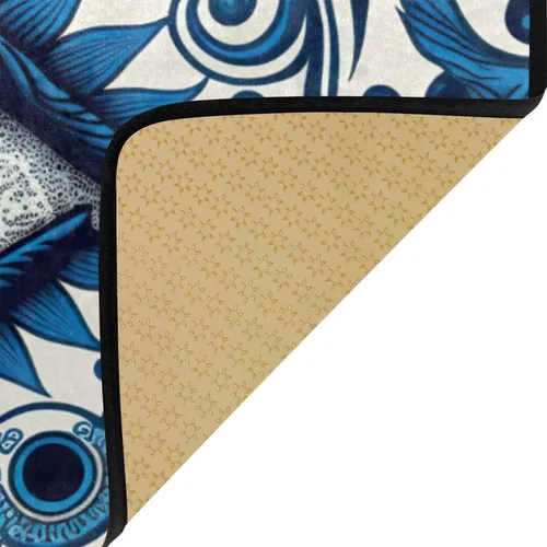 Vista 7 de Alfombra rectangular (ojo malvado azul), 39 x 20 pulgadas, antideslizante, de algodón elástico, capa intermedia para cocina, baño, sala de estar