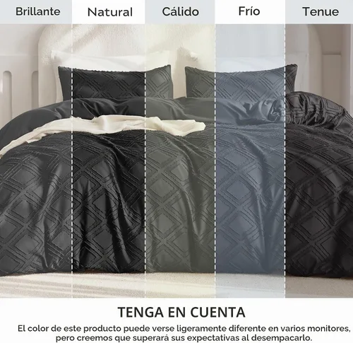 Vista 9 de JELLYMONI Juego de funda de edredón con diseño de cuadrícula negra