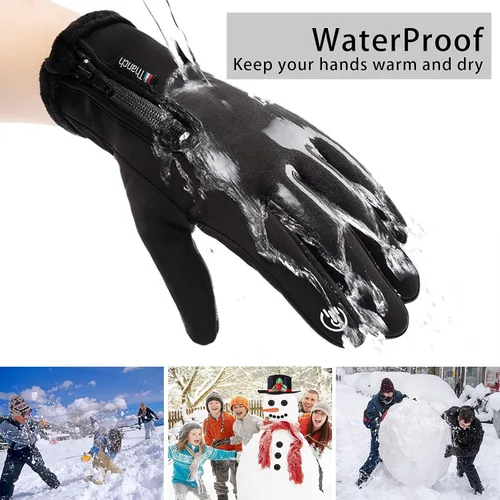 Vista 2 de weiatas Guantes de invierno para hombres y mujeres, impermeables, cálidos guantes de nieve para pantalla táctil, para ciclismo, senderismo, correr