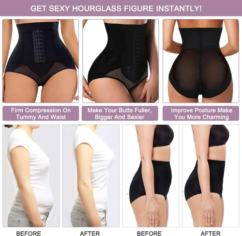 Vista 5 de YERKOAD Bragas con control de abdomen para mujer, moldeador de glúteos, corsé corto de cintura alta, moldeador de cuerpo, ropa