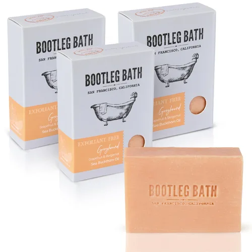 Vista 10 de Jabón exfoliante natural suave en barra, mezcla de cítricos con sal marina, fabricado en Estados Unidos para hombres y mujeres, respetuoso