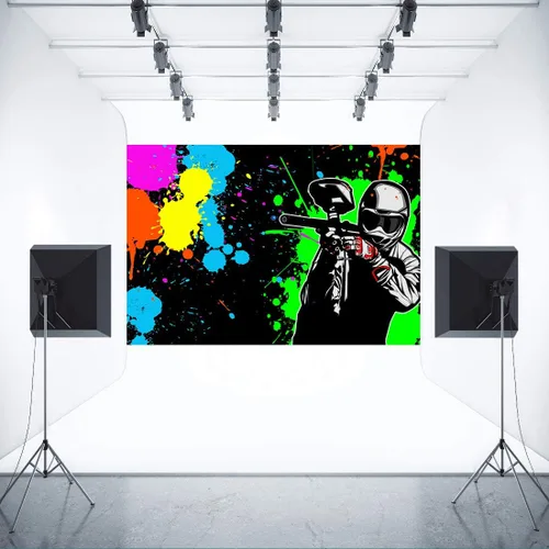 Vista 4 de Telón de fondo de FHZON de 5 x 3 pies para fiesta de arte con salpicaduras de desorden colorido para fotografía temática de fiesta, juegos, fiesta